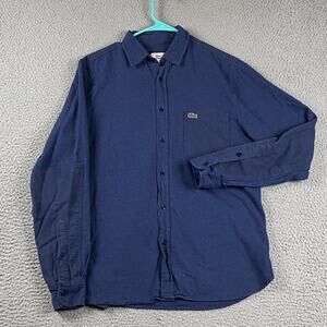 Lacoste Flannel Button Shirt Men's Size 40 Small Navy Causal Cabincore Outdoors